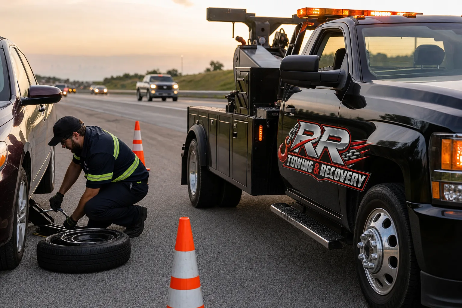 Flat Tire Change — RR Towing & Recovery